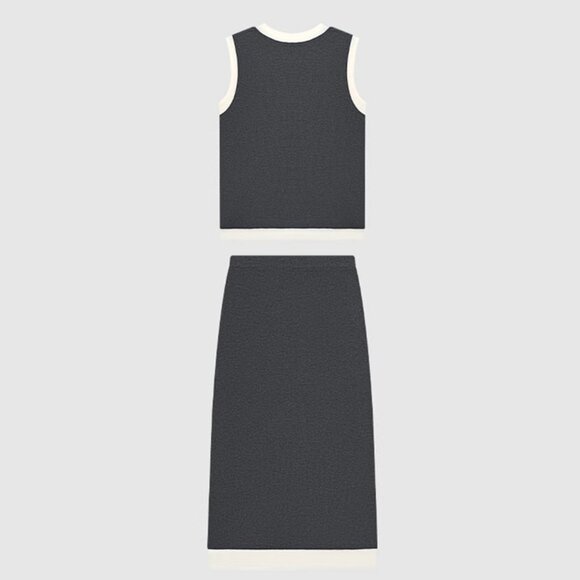 B.Sure Dark Grey Vest And Skirt Simple Set - Picture 2 of 4